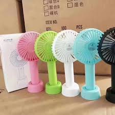 USB Rechargeable Mini Handheld Portable Fan with Desktop Standing Base- Assorted Colours