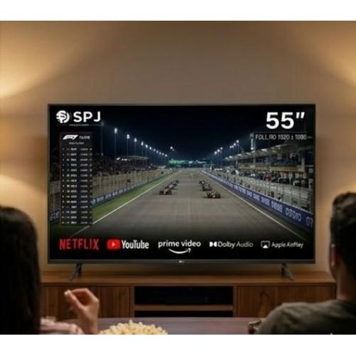SPJ 55 Inch QLED 4K Ultra HD Smart TV with webOS Hub, Dolby Audio, Smart Streaming, Wi-Fi, Apple AirPlay, Netflix & YouTube Support – Slim Frameless Design – Black
