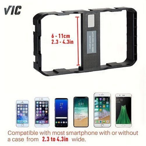 VIC Smartphone Video Stabilization Kit with Tripod, Microphone & LED Light – Professional Mobile Phone Vlogging, Live Streaming, Filming & Photography Accessories Set