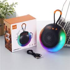 Aldeepo Round Portable Wireless Bluetooth Speaker with RGB Dazzle Light, Rich Bass & Support for TF Card/USB - Waterproof Outdoor Mini Audio Music Box