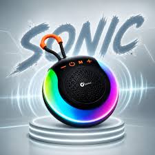 Aldeepo Round Portable Wireless Bluetooth Speaker with RGB Dazzle Light, Rich Bass & Support for TF Card/USB - Waterproof Outdoor Mini Audio Music Box