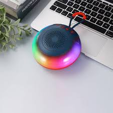 Aldeepo Round Portable Wireless Bluetooth Speaker with RGB Dazzle Light, Rich Bass & Support for TF Card/USB - Waterproof Outdoor Mini Audio Music Box