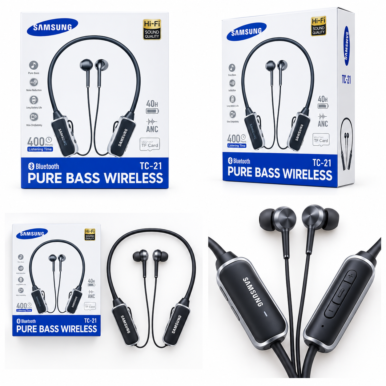 Samsung Hiress Wireless Bluetooth Neckband Earphones – Premium Stereo Sound, Deep Bass, Hands-Free Calling, Built-In Microphone, Magnetic Earbuds & Comfortable Sports Design