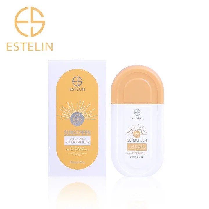 ESTELIN Sunscreen Cream (100g) All-In-One Multi-Defense Tinted SPF 100 PA+++ Sunblock UVA UVB Protection