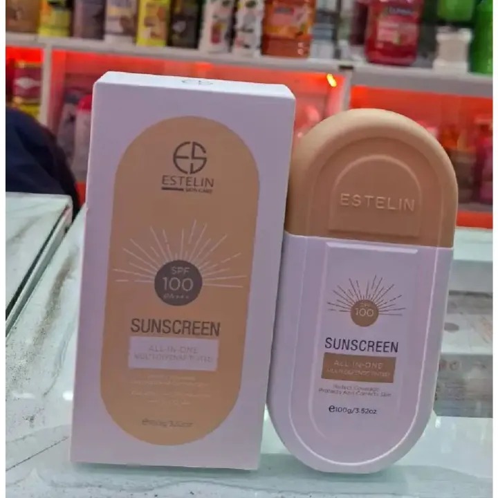 ESTELIN Sunscreen Cream (100g) All-In-One Multi-Defense Tinted SPF 100 PA+++ Sunblock UVA UVB Protection