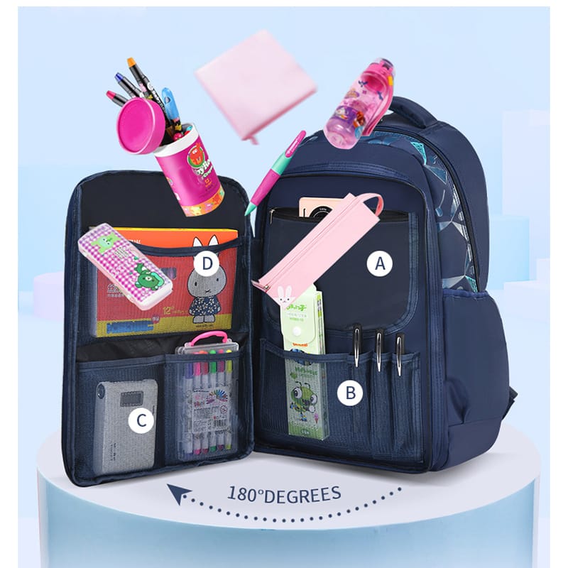 Kids Waterproof School Backpack Large Capacity Durable Lightweight Bag Comfortable Padded Straps Multi Grade School Bag Boys Girls Size 40x29x18cm