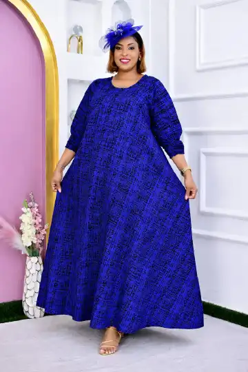 Women Free Size Ankara Maxi Dress Elegant African Print Long Dress Comfortable Loose Fit Fashion Outfit for Casual Wear Parties Church Travel Fits Up to Size 56