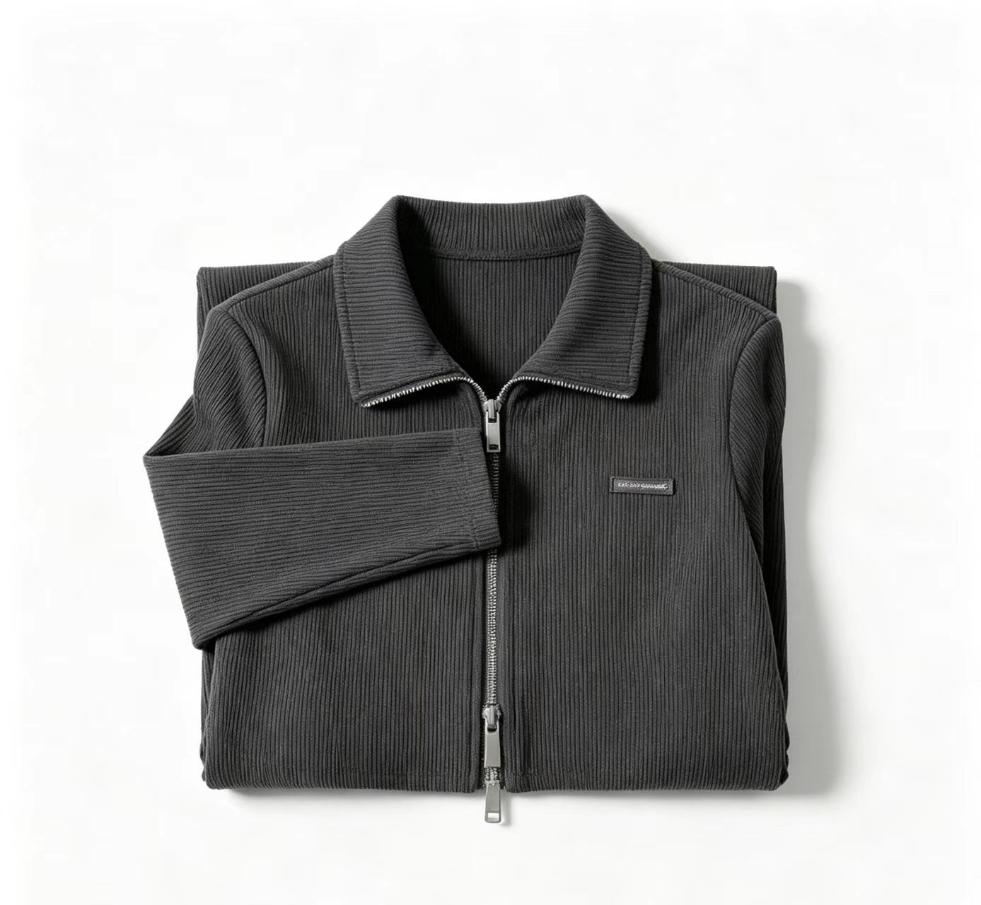 Trendy Women's Cardigan - Tranquil Gray Zipper Knit Top - Soft Elastic Long Sleeve - Stylish Casual Office Wear - M560