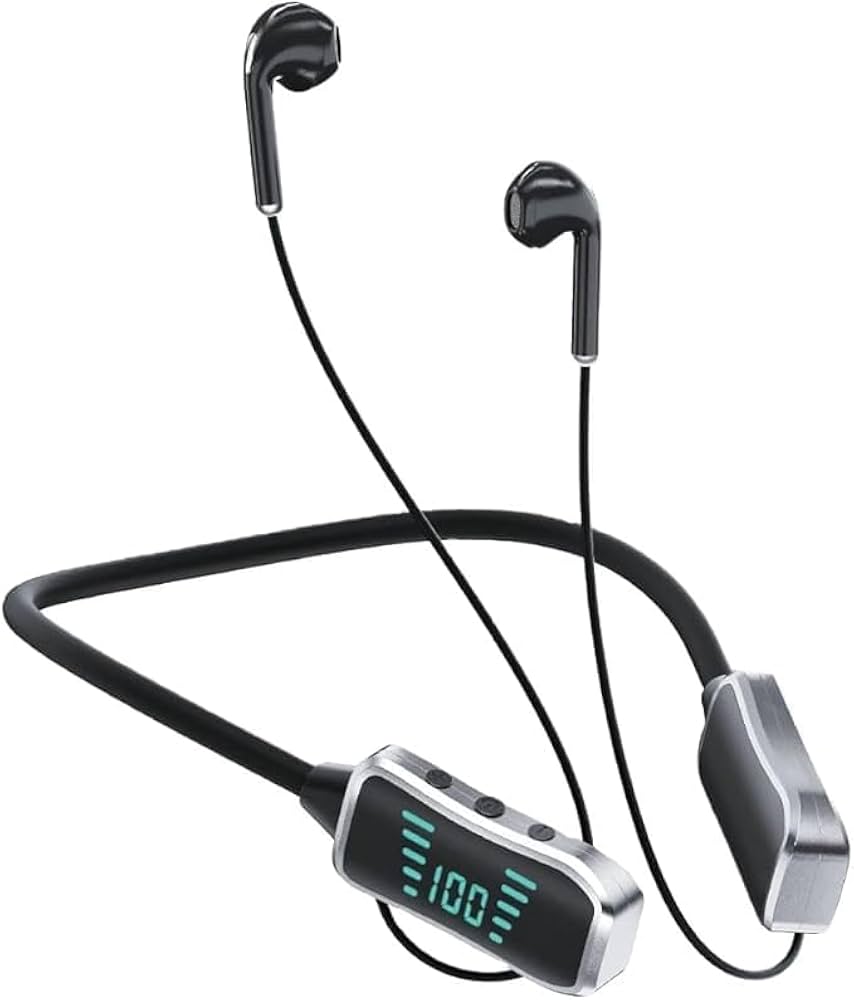 Kin KL50 Wireless Neckband Headphones – 48H Long Endurance Battery, LED Power Display, Bluetooth & TF Card Playback – Ergonomic Sports Earphones