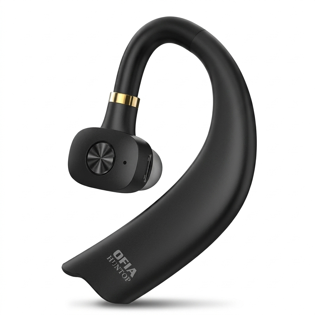 OFIA HUNTOP HT-A77 Wireless Bluetooth Single-Ear Headset – 10 Hours Playtime, Sweat & Splash Resistant, Ergonomic Hook Design – Ideal for Clear Calling, Driving, and Office Use