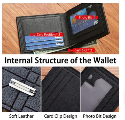 STY Men's Wallet Short Wallet Money Organizer Thin Wallet Card Holder-Black The wallet features a tight vehicle wire splicing that ensures the durability and service life of the wallet