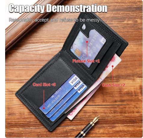 STY Men's Wallet Short Wallet Money Organizer Thin Wallet Card Holder-Black The wallet features a tight vehicle wire splicing that ensures the durability and service life of the wallet