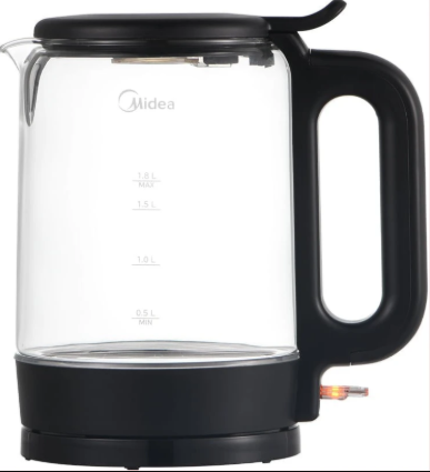 Midea 1.7L Premium Glass Electric Kettle | Model MK17606A2M | Rapid-Boil 2200W Technology | Elegant Blue LED Illumination & Heat-Resistant Borosilicate Glass Design