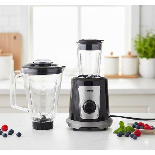 Geepas 2-in-1 Multifunctional Blender (1.5L) – 550W – Model GSB44030N with 1.5L Unbreakable Jar & Grinder Mill Attachment – 550W Powerful Motor for Home Kitchen Use And Stainless Steel Blades