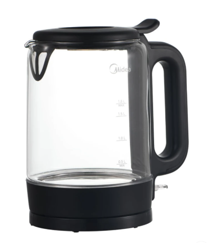 Midea 1.7L Premium Glass Electric Kettle | Model MK17606A2M | Rapid-Boil 2200W Technology | Elegant Blue LED Illumination & Heat-Resistant Borosilicate Glass Design