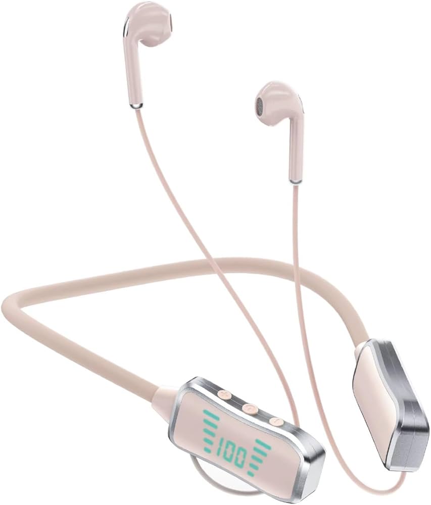 Kin KL50 Wireless Neckband Headphones – 48H Long Endurance Battery, LED Power Display, Bluetooth & TF Card Playback – Ergonomic Sports Earphones