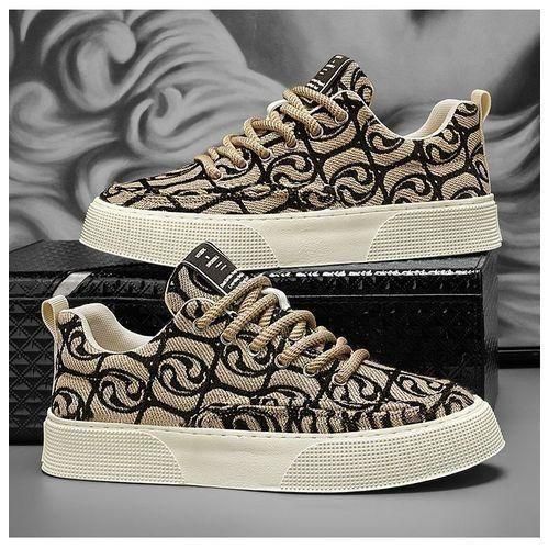 BEKIA Men's Casual Luxury Embroidery Pattern Sneakers – Breathable, Anti-Slip Low-Top Sports Shoes