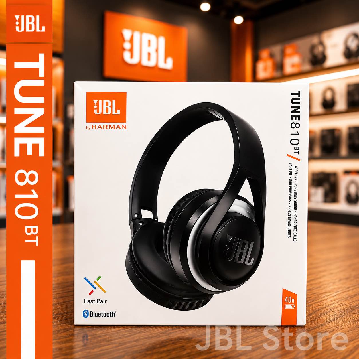 JBL by HARMAN Tune 810BT Wireless On-Ear Headphones – Pure Bass Sound, Bluetooth 5.0, long Battery Life, Speed Charge, Multi-Point Connection, Built-in Mic & Voice Assistant Support
