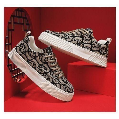 BEKIA Men's Casual Luxury Embroidery Pattern Sneakers – Breathable, Anti-Slip Low-Top Sports Shoes