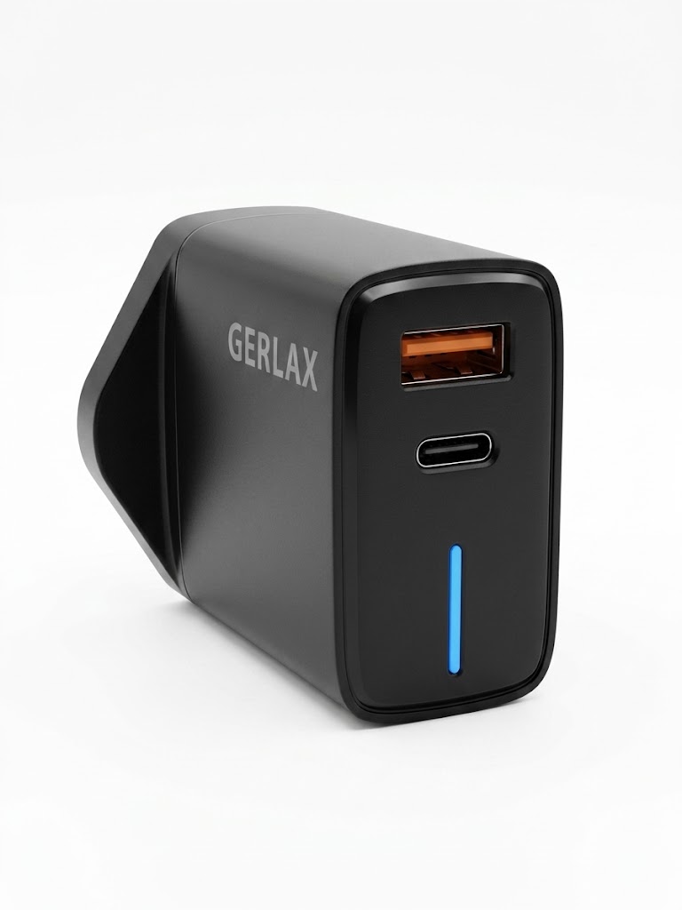 GERLAX A52YT 50W Fast Wall Charger Set | Dual Port (USB + Type-C) Intelligent Safety & Speed Charging