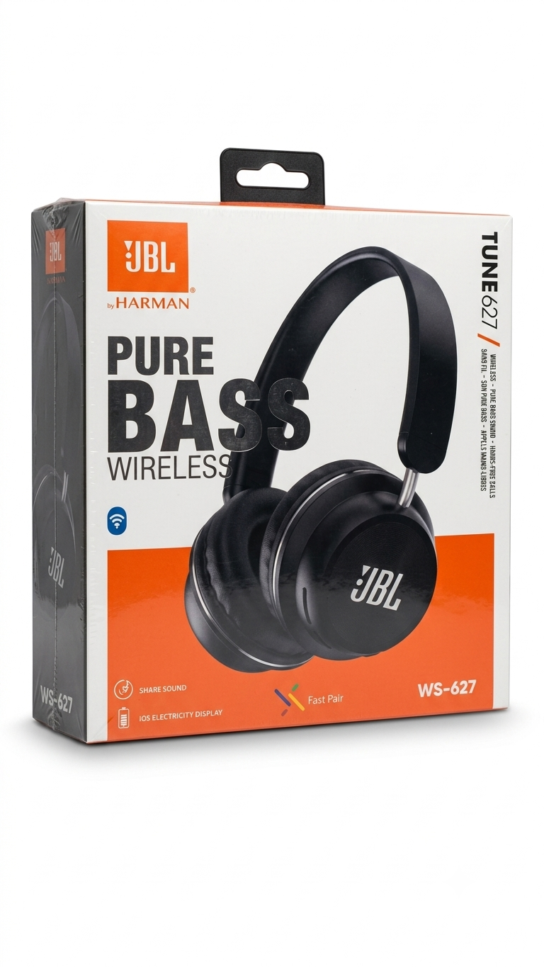JBL Tune 627 (WS-627) Wireless Bluetooth Headphones - Pure Bass Sound, Hands-Free Calls & Fast Pair