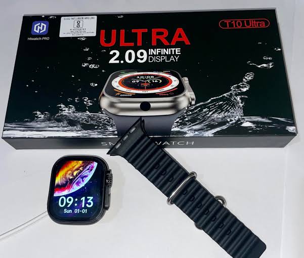 T10 Ultra Smartwatch 2.09" Infinite Display - Bluetooth Calling, Ocean Strap, Wireless Charger - Brand New
