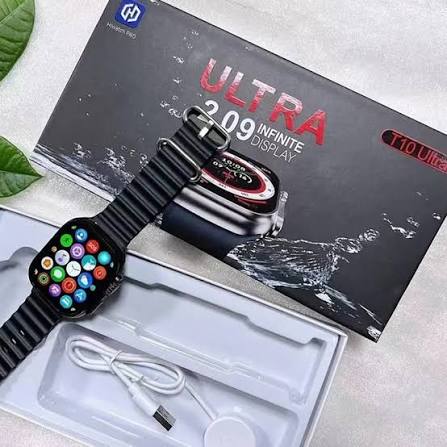 T10 Ultra Smartwatch 2.09" Infinite Display - Bluetooth Calling, Ocean Strap, Wireless Charger - Brand New