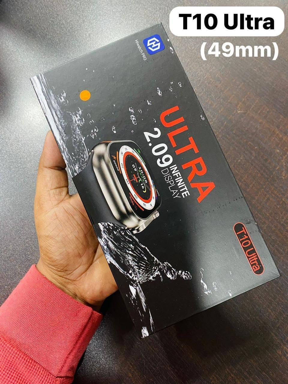 T10 Ultra Smartwatch 2.09" Infinite Display - Bluetooth Calling, Ocean Strap, Wireless Charger - Brand New