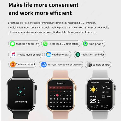 TILECC Black Smartwatch – Bluetooth Fitness Tracker, Heart Rate Monitor & Touchscreen | iOS/Android Compatible