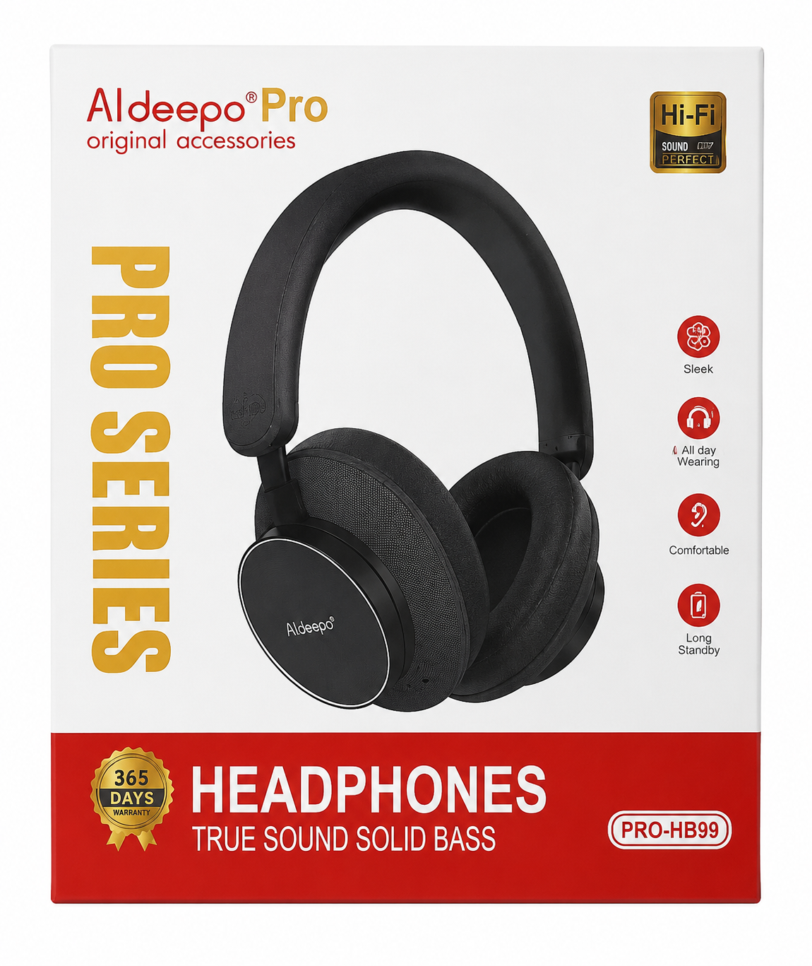 Aldeepo Pro HB99 Wireless Headphones – Hi-Fi True Sound Solid Bass Over-Ear Bluetooth Headset with Long Battery Life