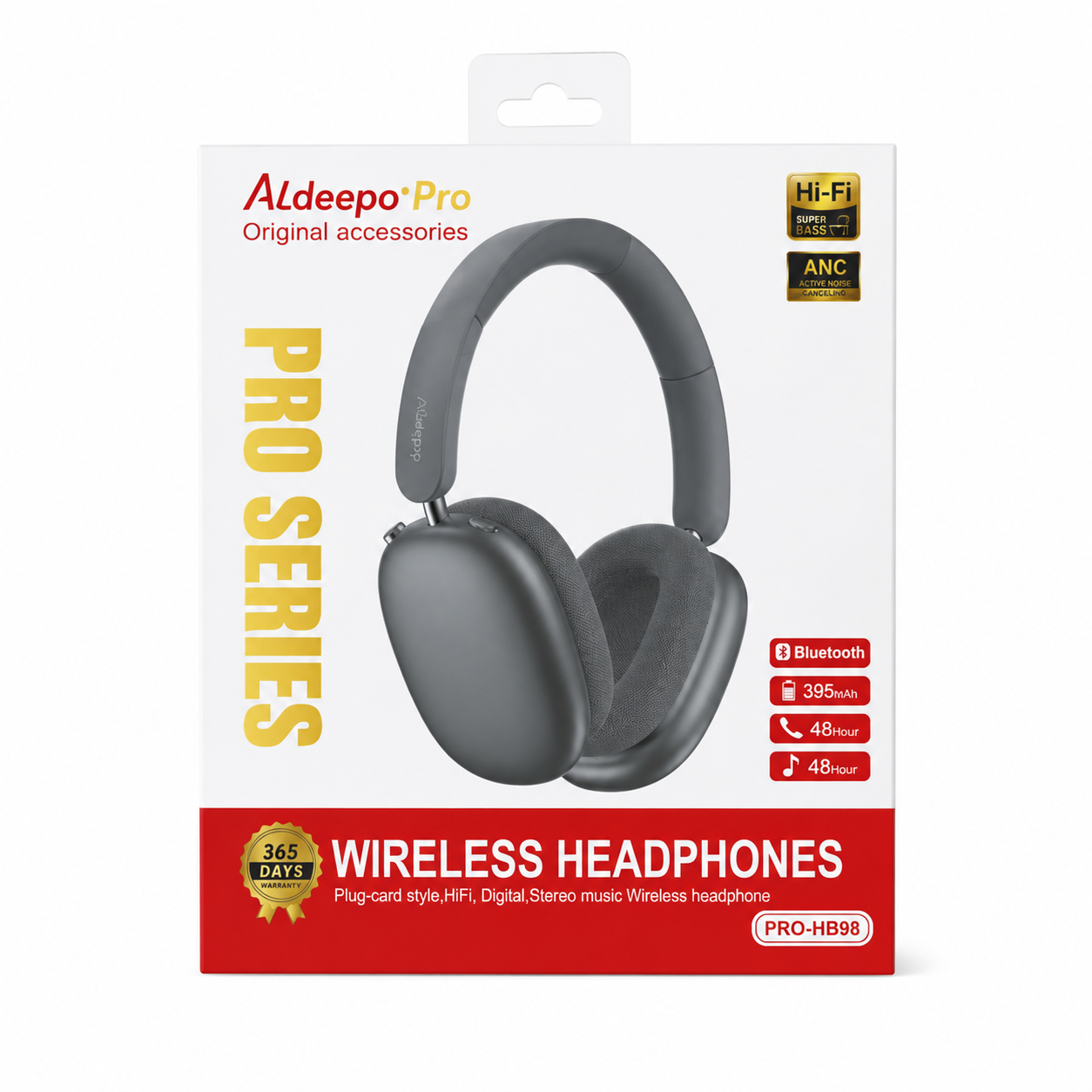 Aldeepo Pro HB98 Wireless ANC Headphones – Hi-Fi Super Bass Over-Ear Bluetooth Headset with ample Playtime & Card Slot