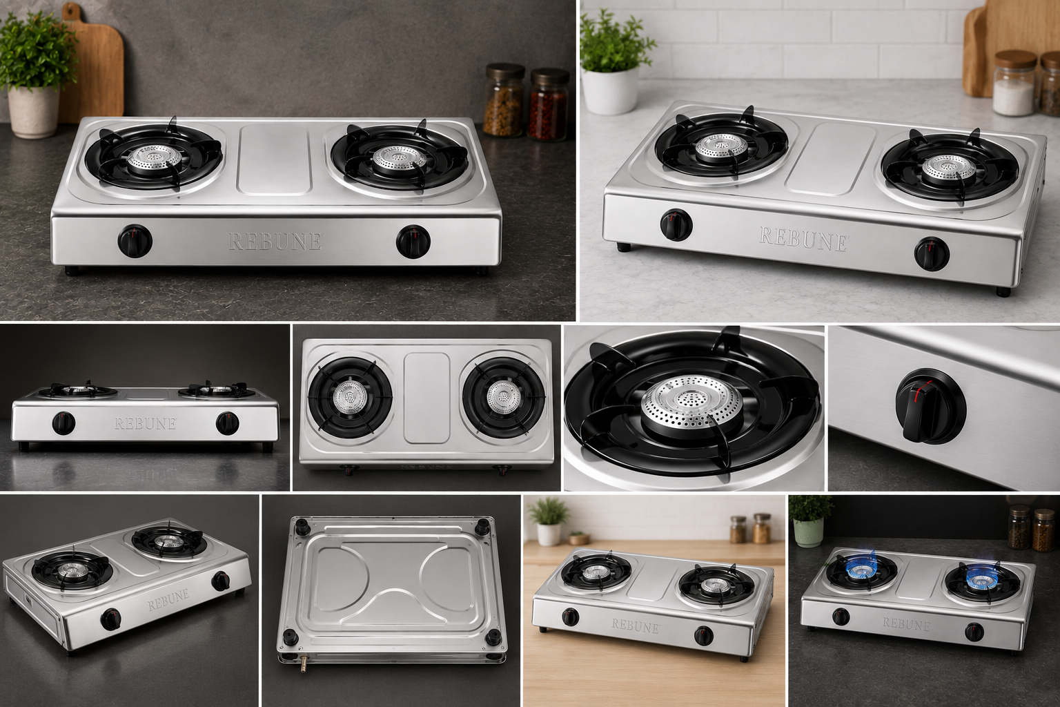 🔥 Ultimate Rebune Table Top Double  Burner Gas Cooker With Auto Ignition | COOK SMARTER. COOK FASTER.