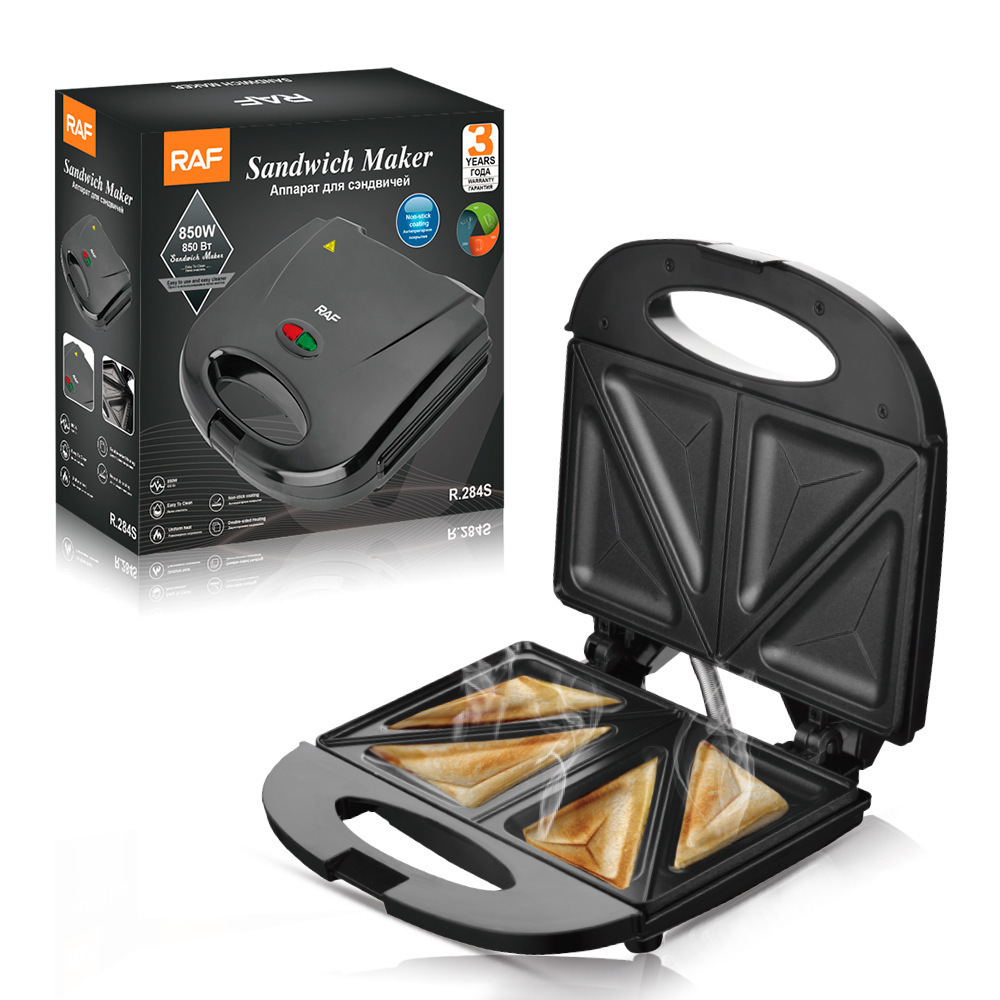 Sandwich machine bread toaster 2-piece non-stick 750W black