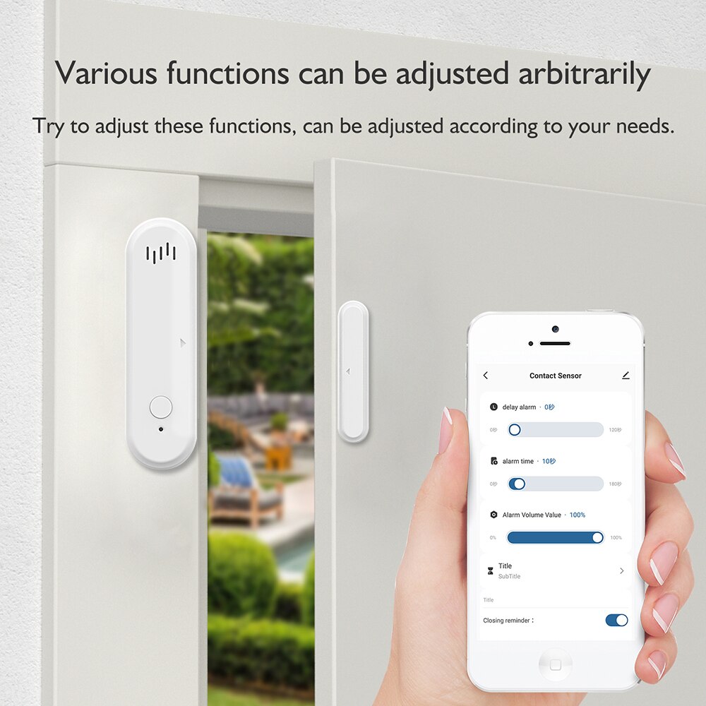 Tuya Smart WiFi Door Sensor 80dB Sound Window Sensor Smart Life Arm Disarm Door Sensor APP Alert Alarm Door Sensor