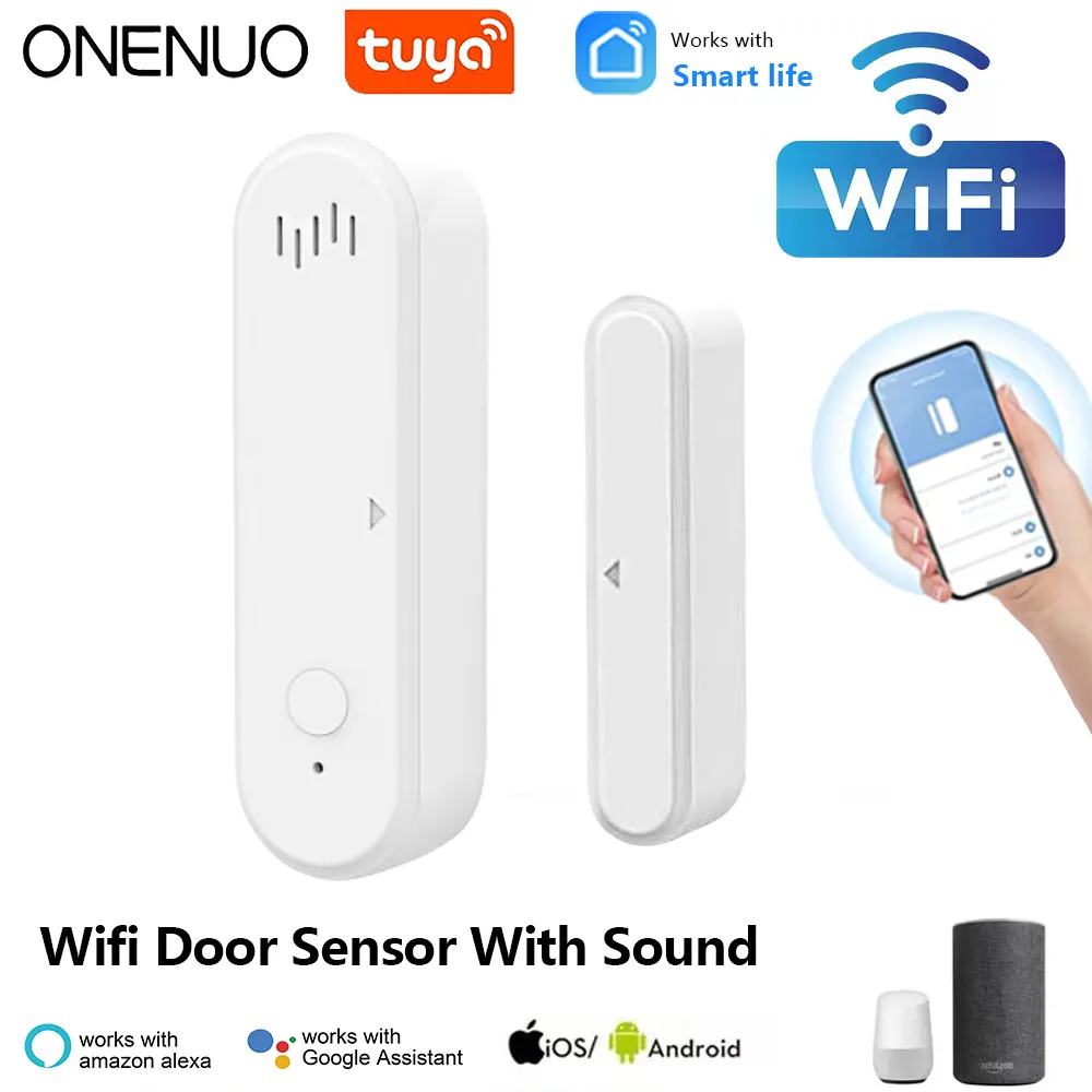 Tuya Smart WiFi Door Sensor 80dB Sound Window Sensor Smart Life Arm Disarm Door Sensor APP Alert Alarm Door Sensor