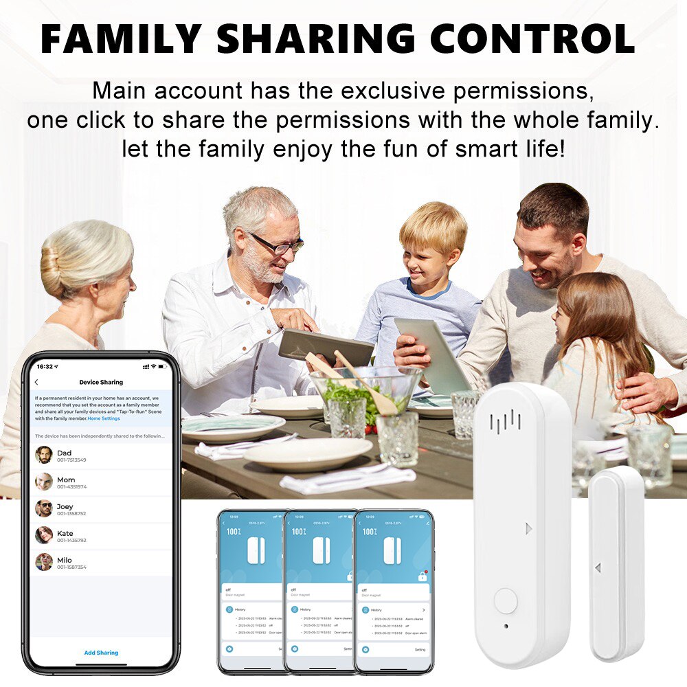 Tuya Smart WiFi Door Sensor 80dB Sound Window Sensor Smart Life Arm Disarm Door Sensor APP Alert Alarm Door Sensor