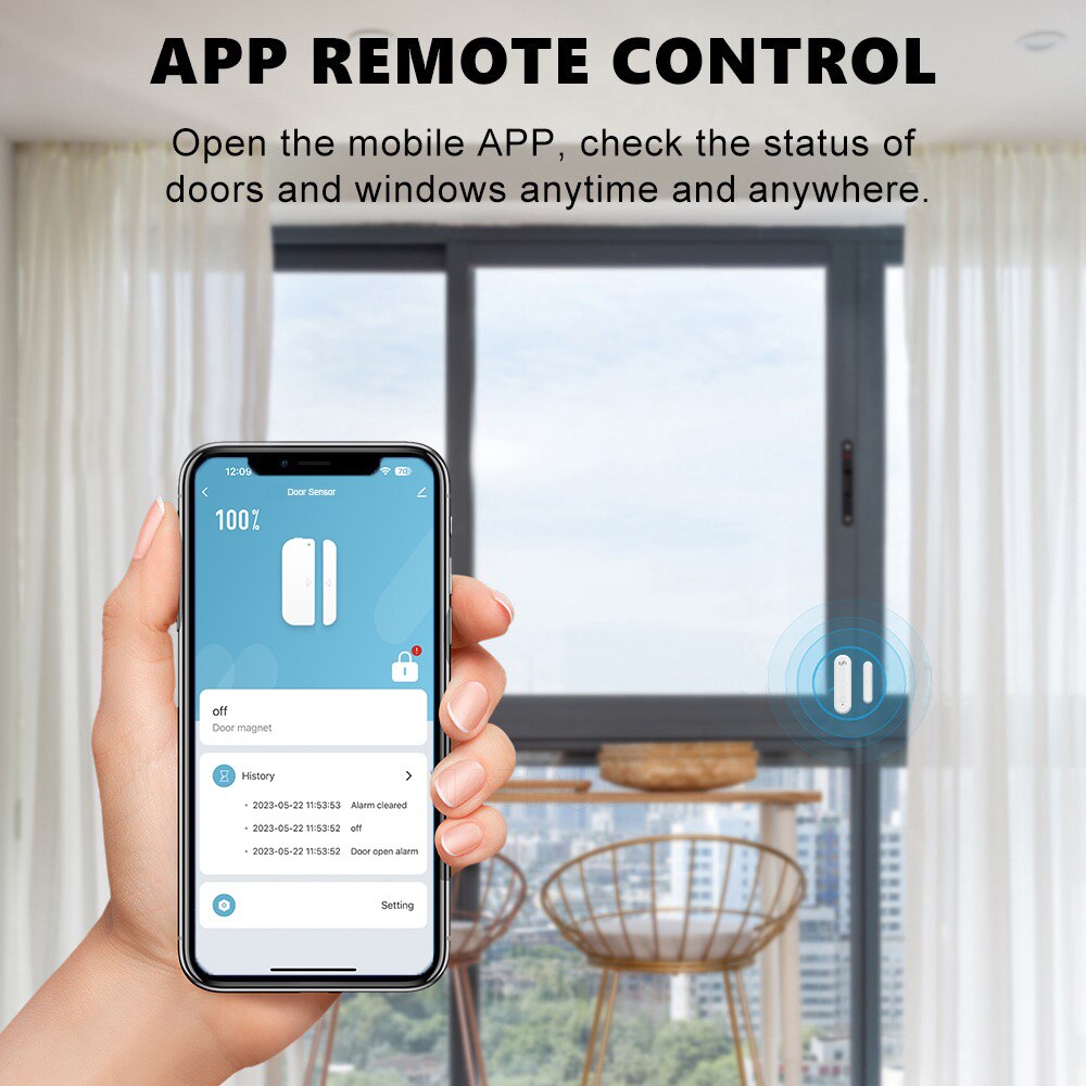 Tuya Smart WiFi Door Sensor 80dB Sound Window Sensor Smart Life Arm Disarm Door Sensor APP Alert Alarm Door Sensor