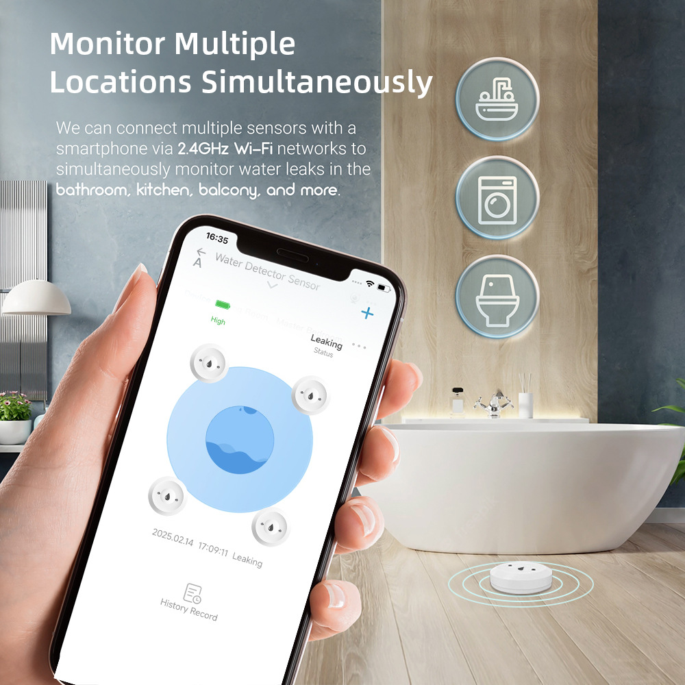 eWelink water immersion detector Zigbee supports 2MQTT water leakage detection sensor submersion