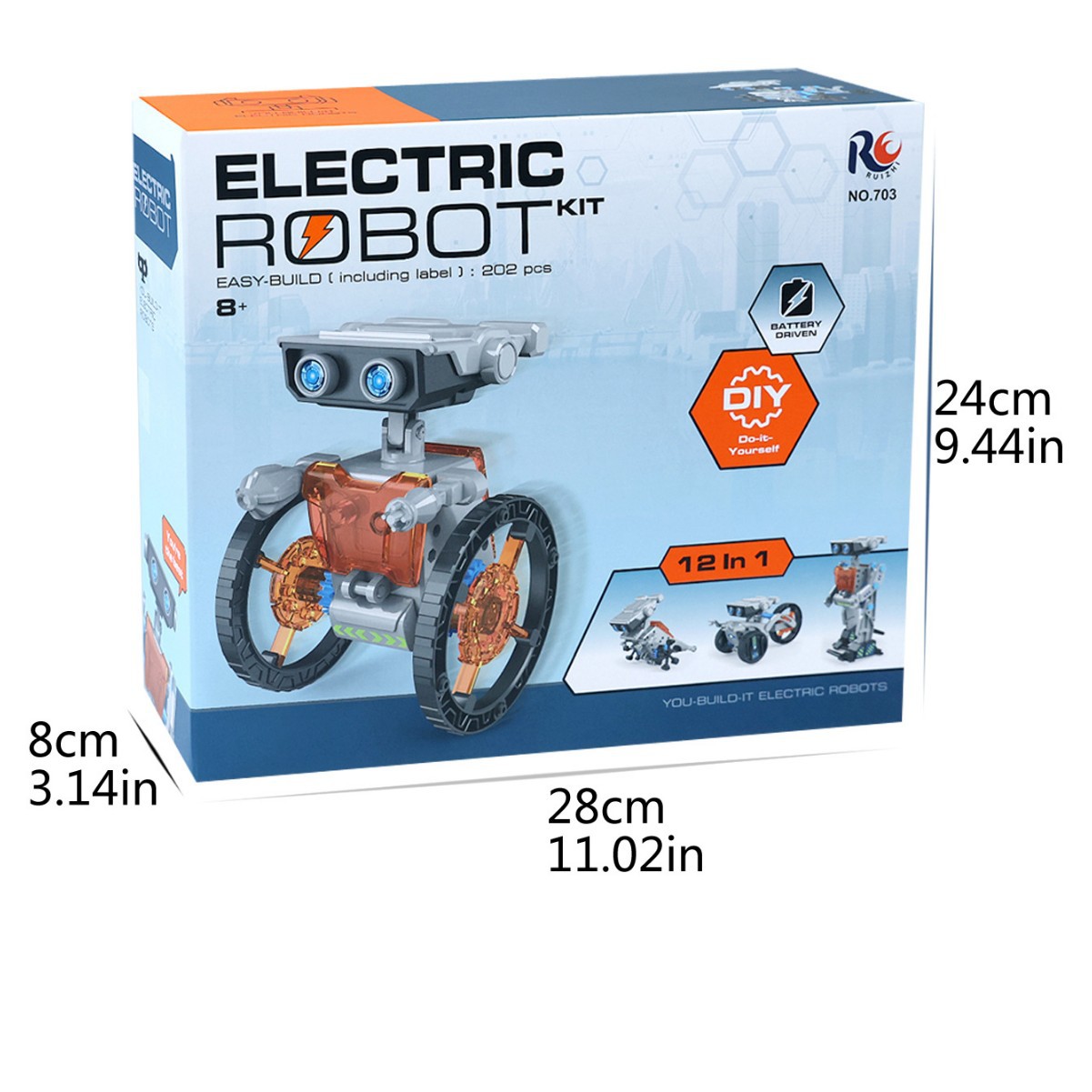 Intelligent DIY Handmade Robot Solar Electric 12-in-1 Educational Toy for Children's Assembly