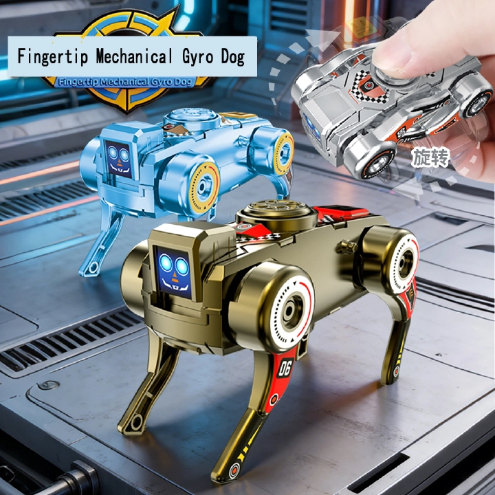 Best-selling creative finger and toe gyro with chain winding mechanism mechanical dog shape transforming robot dog children's toy