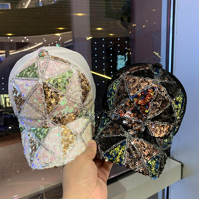 Summer mesh sequin hat - breathable, sun-protective, sun-shielding baseball cap, fedora style hat