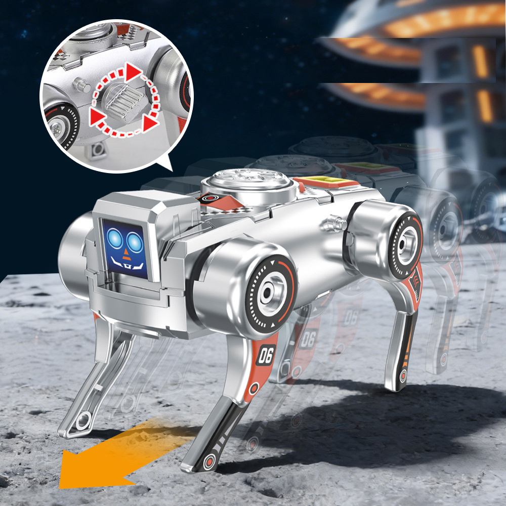 Best-selling creative finger and toe gyro with chain winding mechanism mechanical dog shape transforming robot dog children's toy
