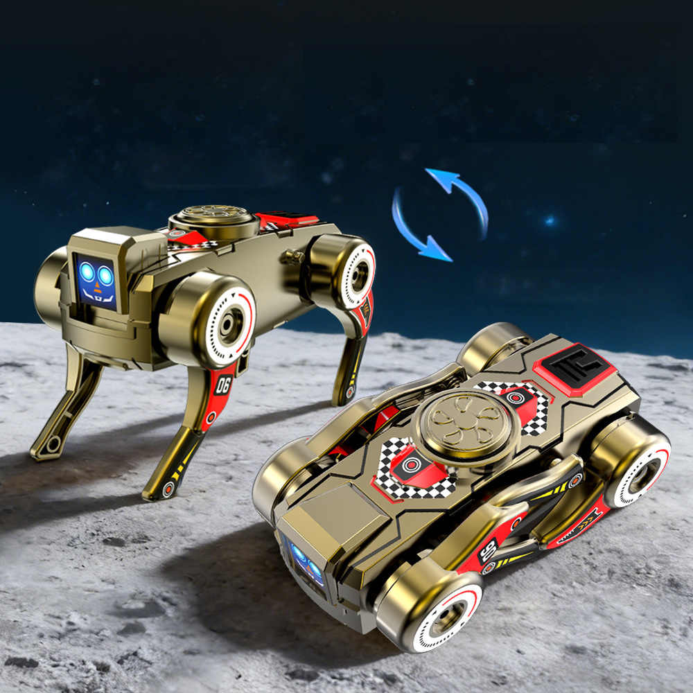 Best-selling creative finger and toe gyro with chain winding mechanism mechanical dog shape transforming robot dog children's toy