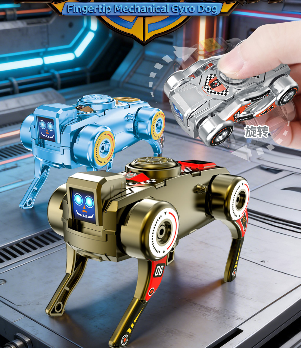 Best-selling creative finger and toe gyro with chain winding mechanism mechanical dog shape transforming robot dog children's toy