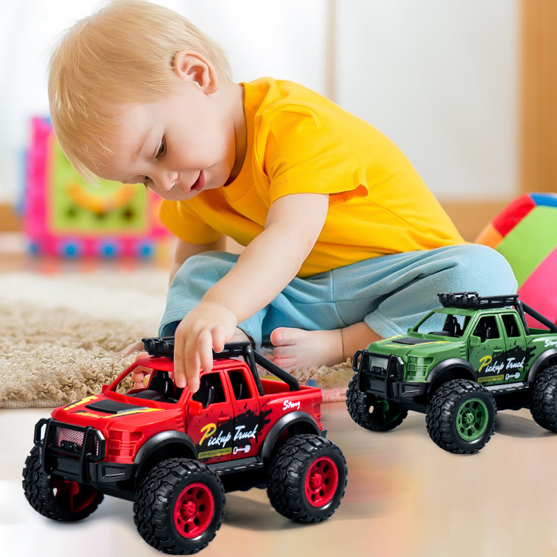 Children's Simulation Cool Buggy Toy Model Creative Realistic Inertia Buggy Pickup Truck Car Toys Pull Back Car Boy Toy Gifts