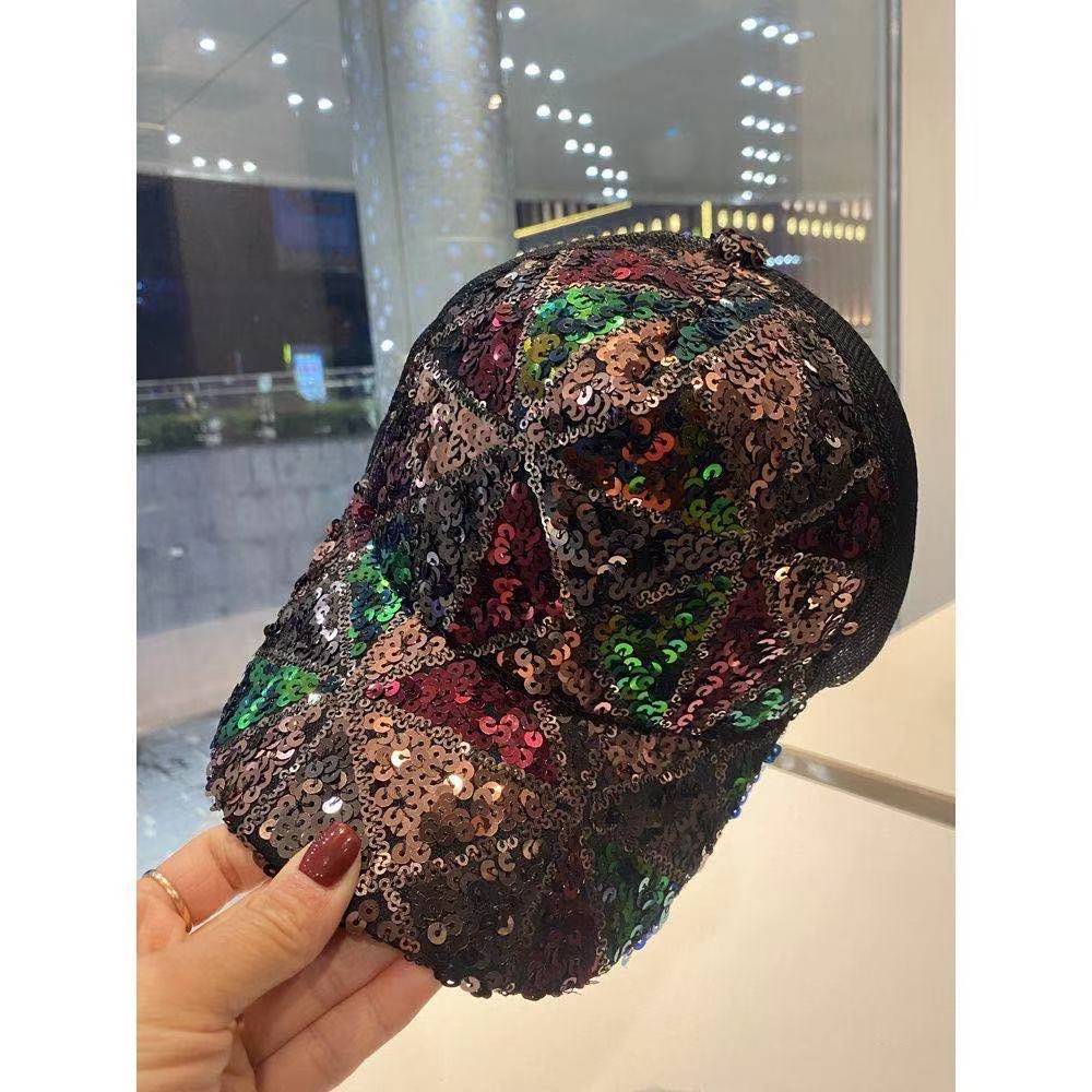 Summer mesh sequin hat - breathable, sun-protective, sun-shielding baseball cap, fedora style hat