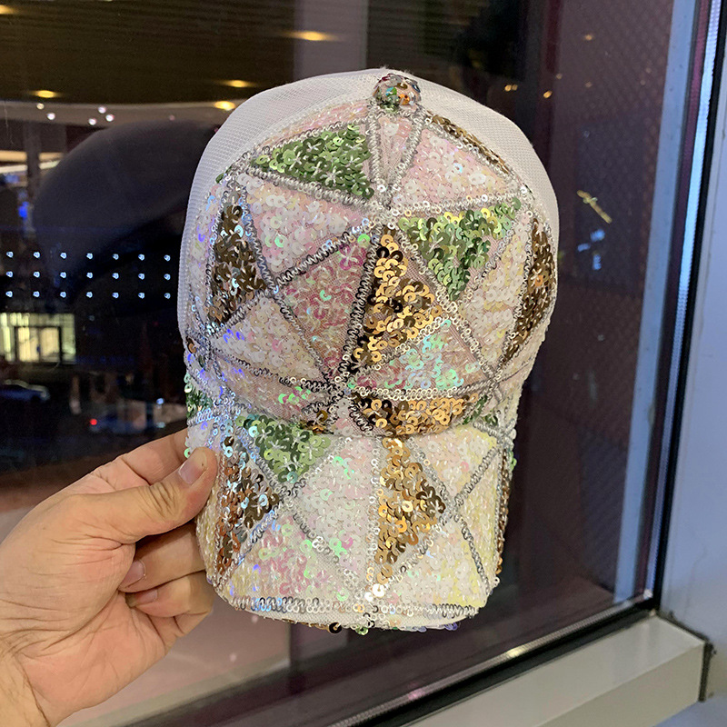 Summer mesh sequin hat - breathable, sun-protective, sun-shielding baseball cap, fedora style hat