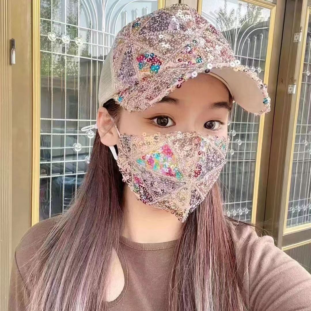 Summer mesh sequin hat - breathable, sun-protective, sun-shielding baseball cap, fedora style hat