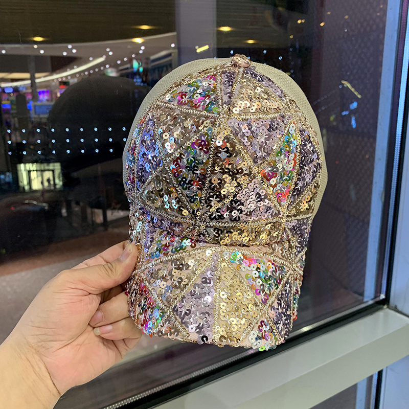 Summer mesh sequin hat - breathable, sun-protective, sun-shielding baseball cap, fedora style hat