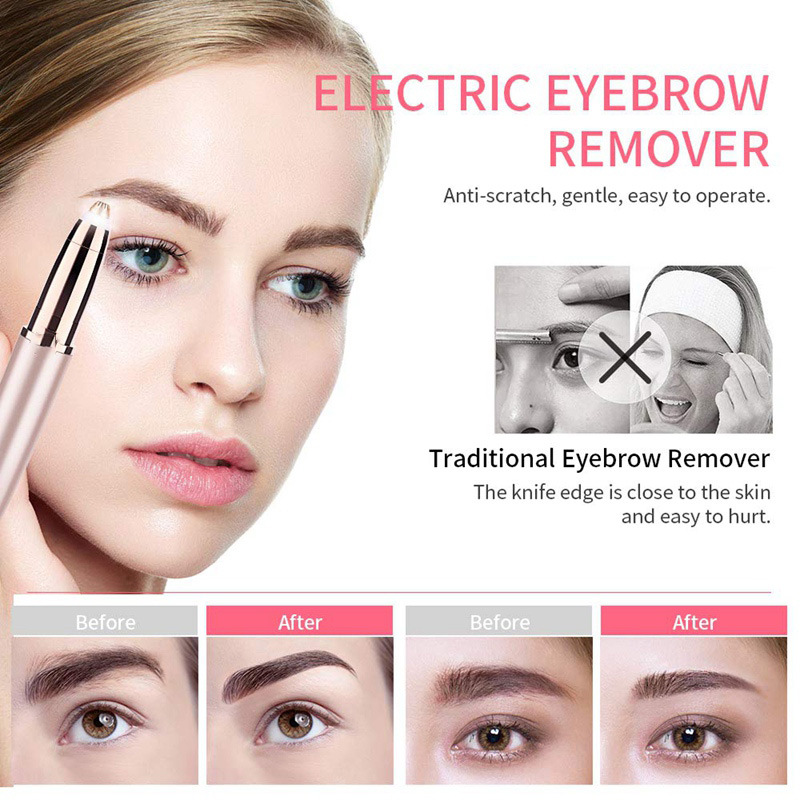 Womens Electric Eyebrow Trimmer Eye Brow Shaper Pencil Face Hair Remover For Women Automatic Eyebrow Shavers Pocketknife view 2